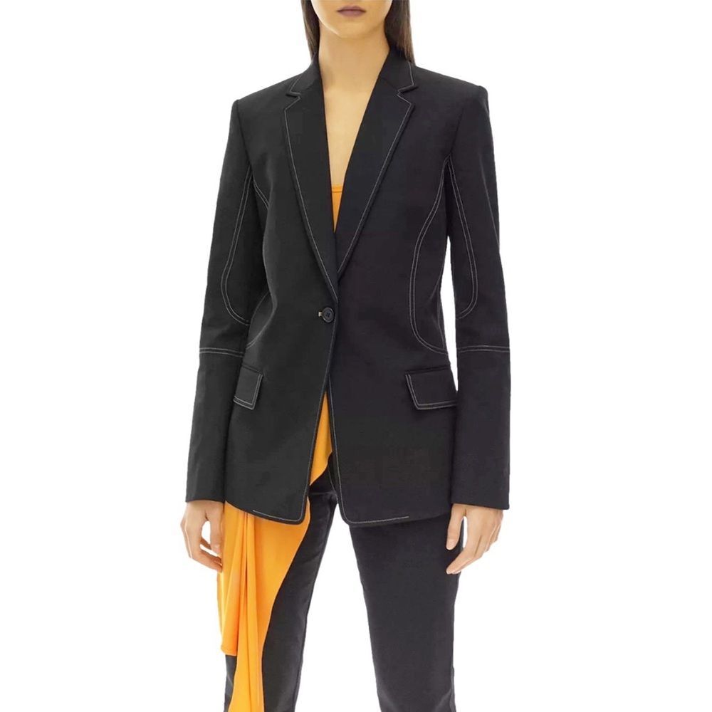 Helmut Lang Contrast Stitch Blazer, Black, NWT, Size US-4 UK-8